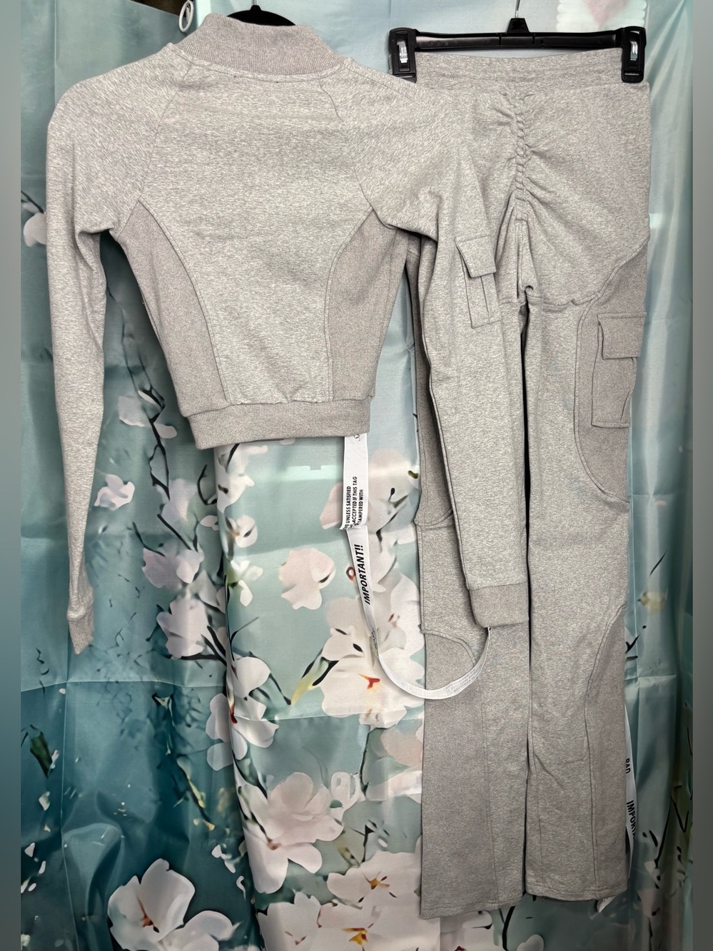 NWT Bad Society Club Grey 2 Piece Tracksuit Contour Cargo Sweatsuit Small - Picture 4 of 16